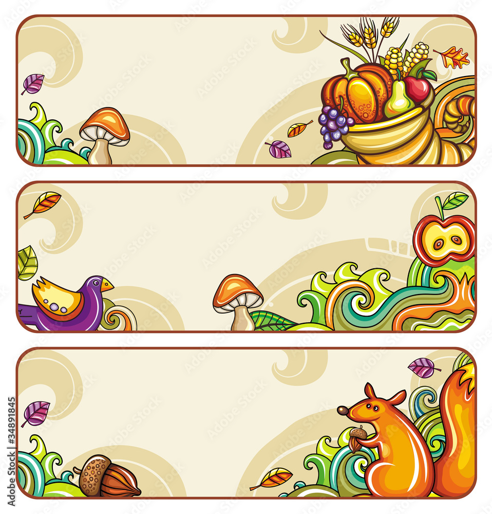 Vector set of decorative autumnal banners. part 3