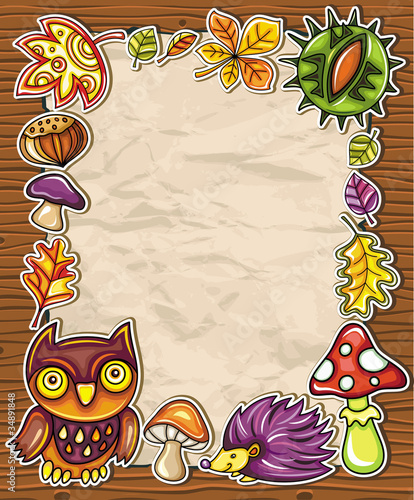 Vector frame with autumnal nature symbols 3