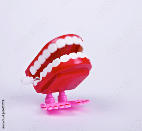A teeth wind up toy