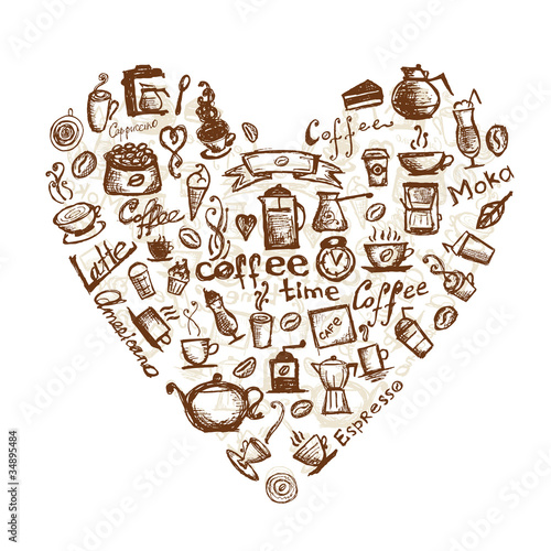 Coffee time, heart shape for your design