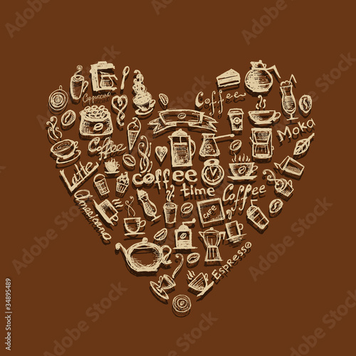 Coffee time, heart shape for your design