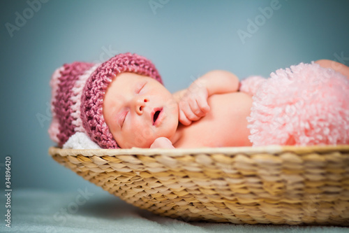 Portrait of a newborn caucasian girl