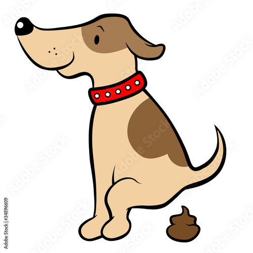 Happy cartoon dog pooping