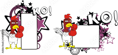 chicken boxing cartoon copyspace8