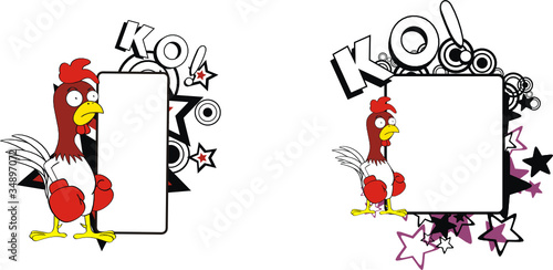 rooster boxing cartoon copyspace pack in vector format