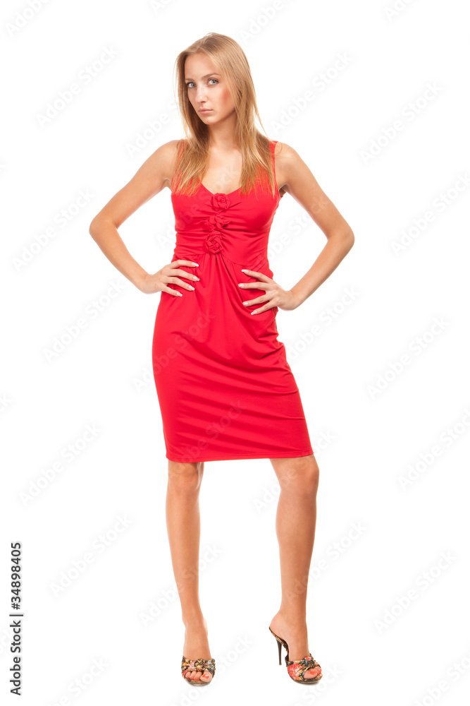 portrait of beautiful young woman in a red dress portrait of beautiful young woman in a red dress