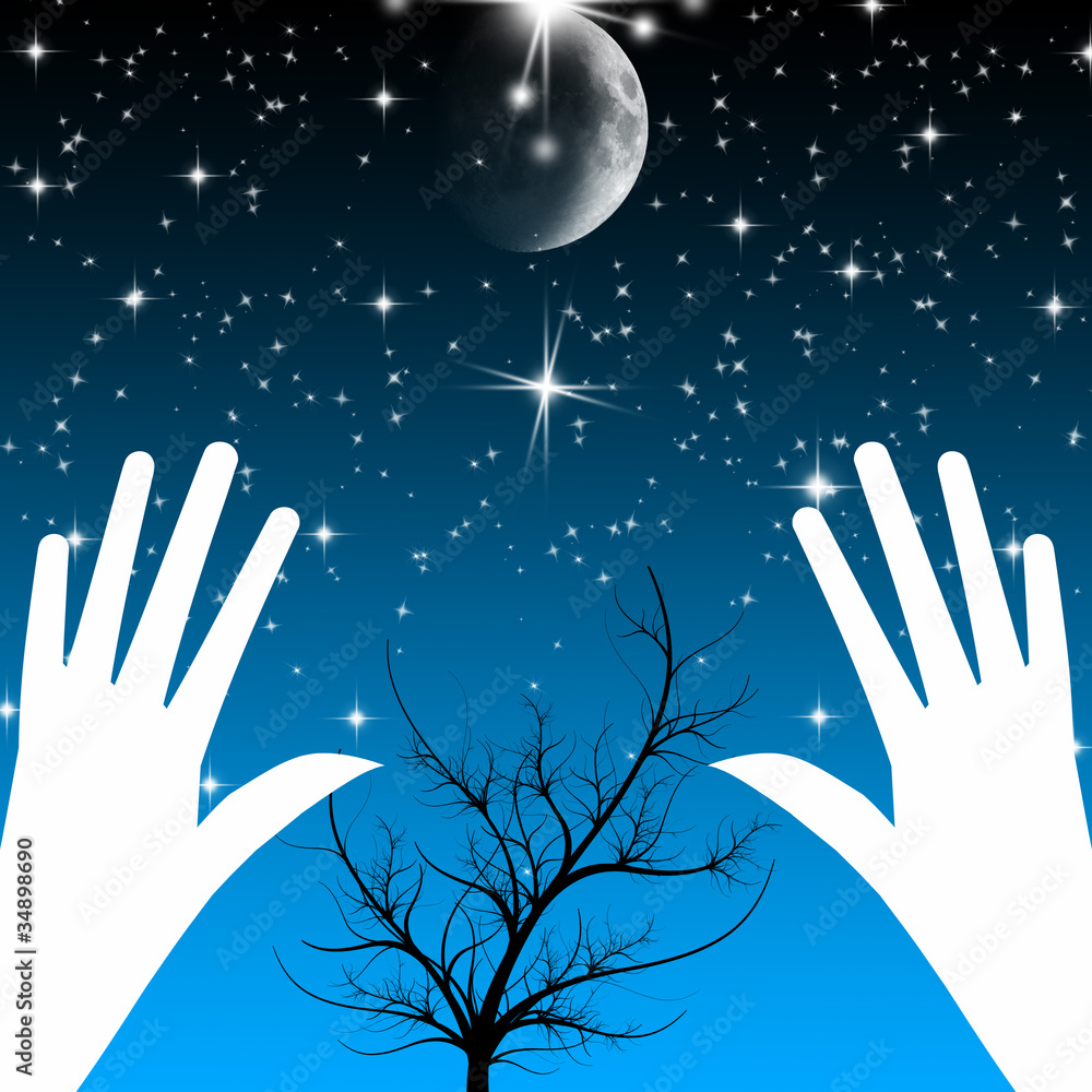 Bright galaxy and Moon Bright galaxy and Moon