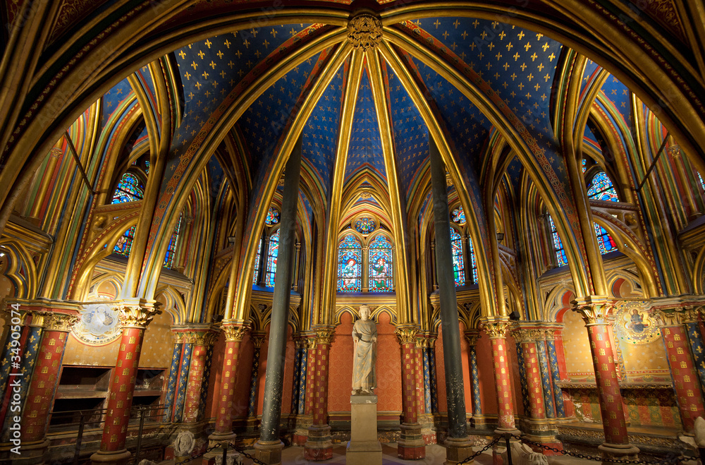 Interior of Sainte-Chapelle, Paris, france