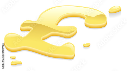 Liquid gold metal pound sterling symbol