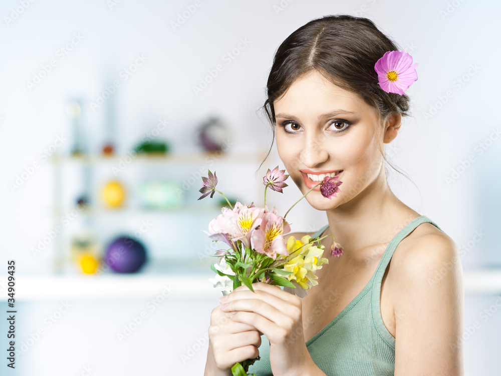 picture of beautiful woman in the kitchen picture of beautiful woman in the kitchen