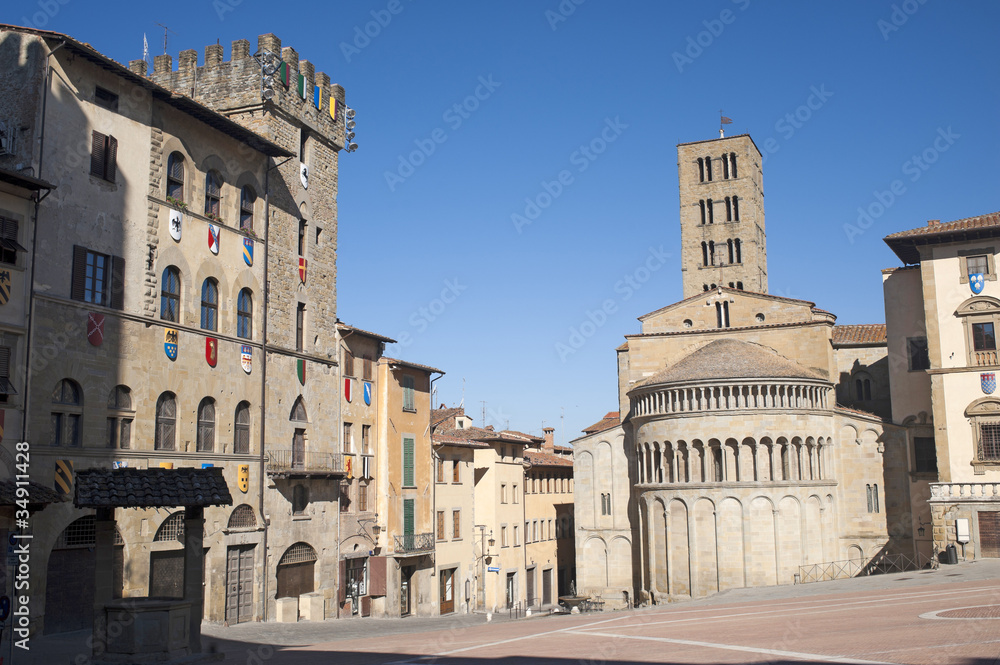 Medieval square in Arezzo (Tuscany, Italy)