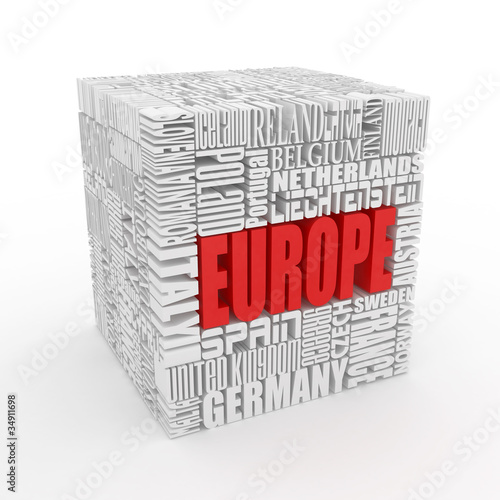 Europe. Box from name of european countries photo