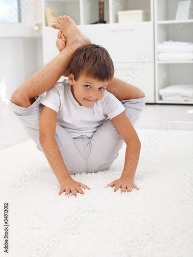 Little contortionist boy