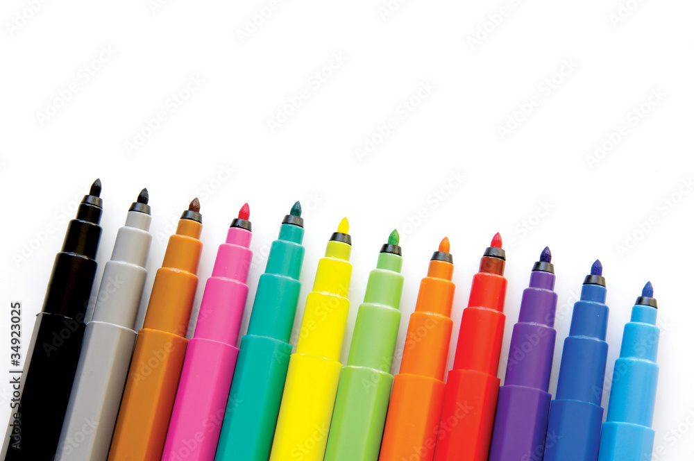 bright markers isolated on white bright markers isolated on white