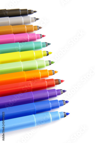 bright markers isolated on white