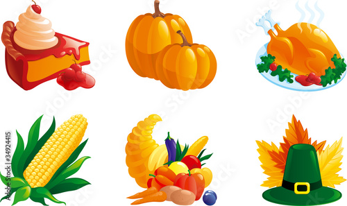 set of illustrations for thanksgiving