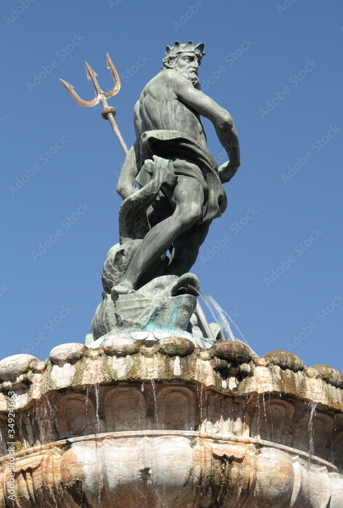 Fountain of Neptune  in italian town Trento