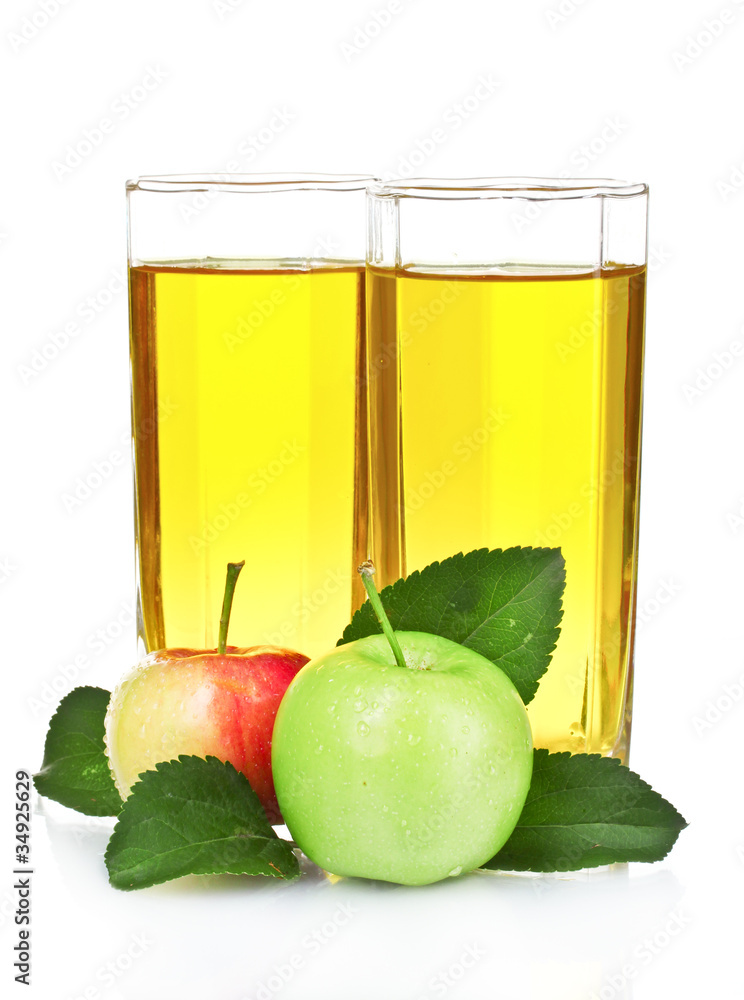 Glasses of fregh apple juice isolated on white Glasses of fregh apple juice isolated on white