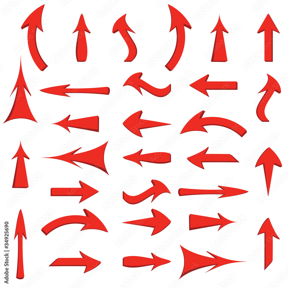Vector set of red arrows Vector set of red arrows