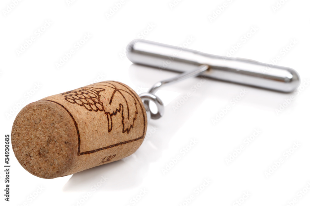 Cork and corkscrew Cork and corkscrew