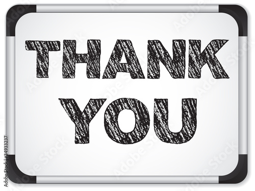 Whiteboard with Thank You Message written with Chalk