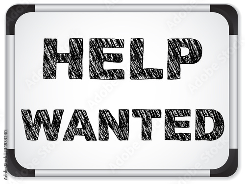 Help Wanted written on Chalk Whiteboard