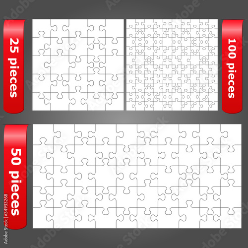 Vector jigsaw puzzles with 25, 50 and 100 pieces