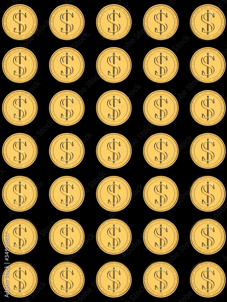Fototapeta premium Gold coins with dollar sign