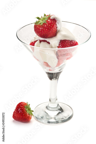 Dessert of strawberries and cream