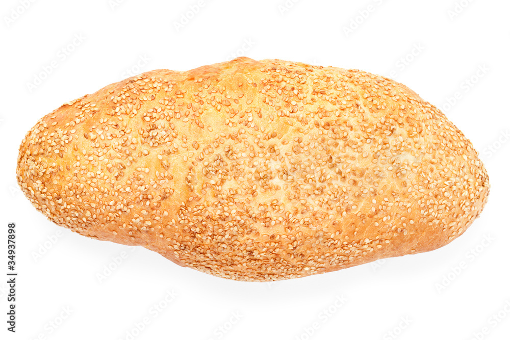 top view of bread with sesame isolated on white background top view of bread with sesame isolated on white background