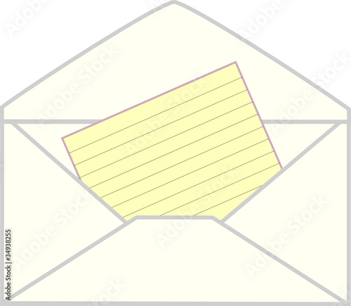 Offenes Briefkuvert mit Notiz