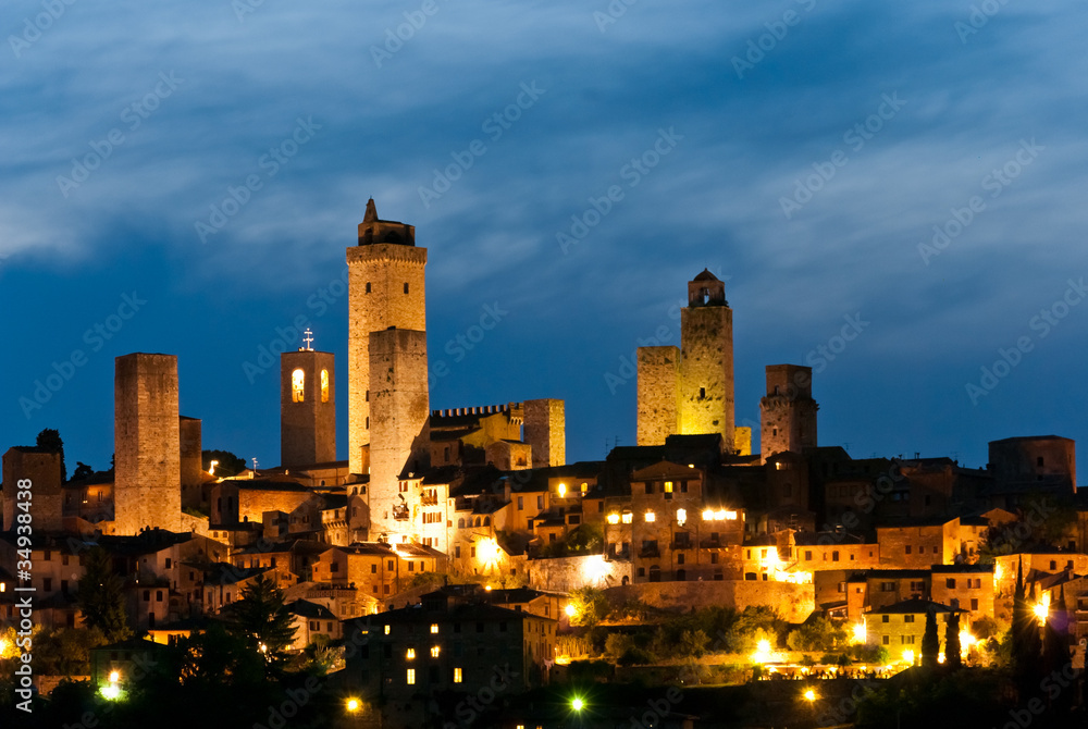 San Gimignano in the twilight