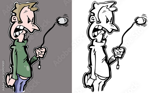 Cartoon man swinging his mouse