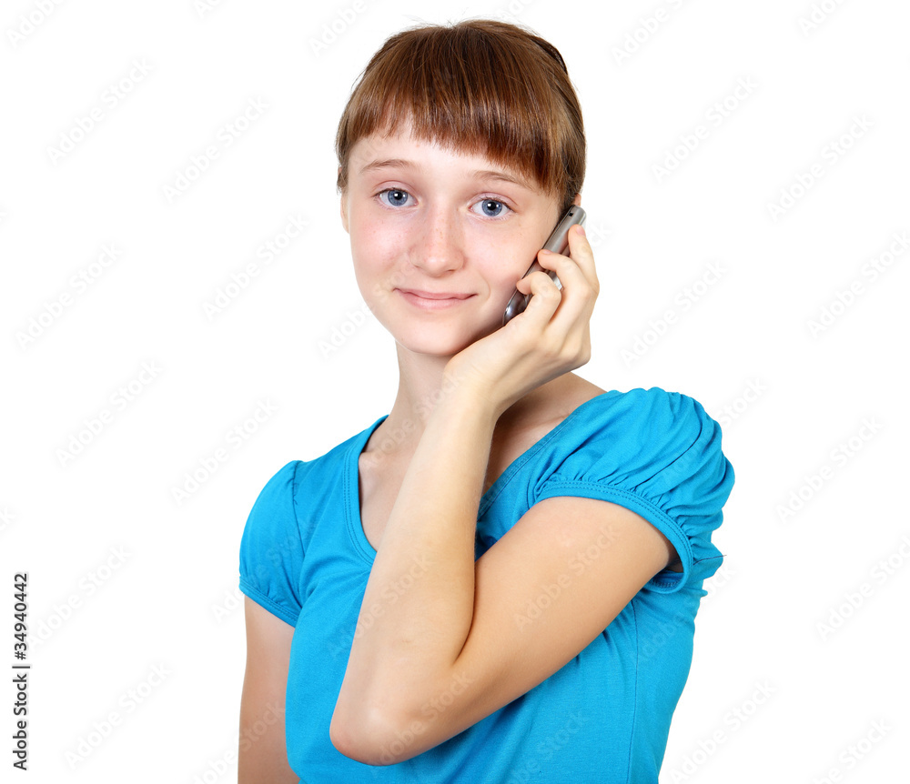 Pretty teenage girl with mobile phone Pretty teenage girl with mobile phone