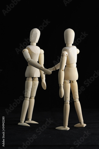 Wooden Figure (Shake hands)