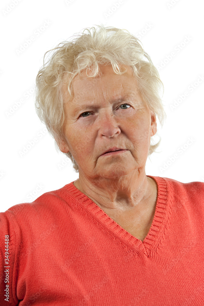 Portrait of a senior woman on white background Portrait of a senior woman on white background