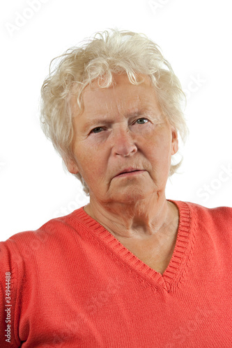 Portrait of a senior woman on white background