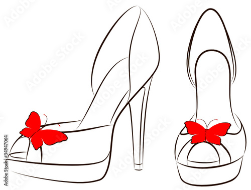 vector beautiful pair of shoes with high heel