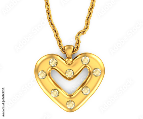 heart-shaped pendant with diamonds