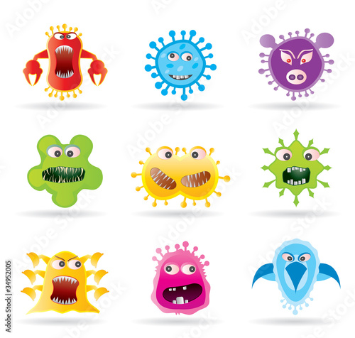 Bugs, germs and virus icons - vector illustration