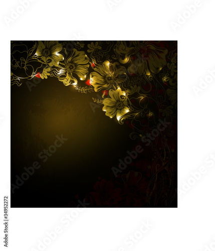 dark background with decorative flowers