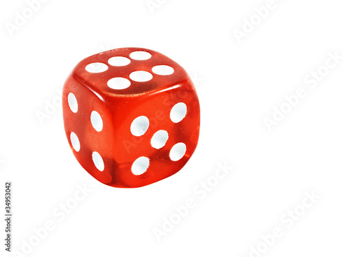 Obraz na płótnie The classic red dice, isolated on white. w salonie