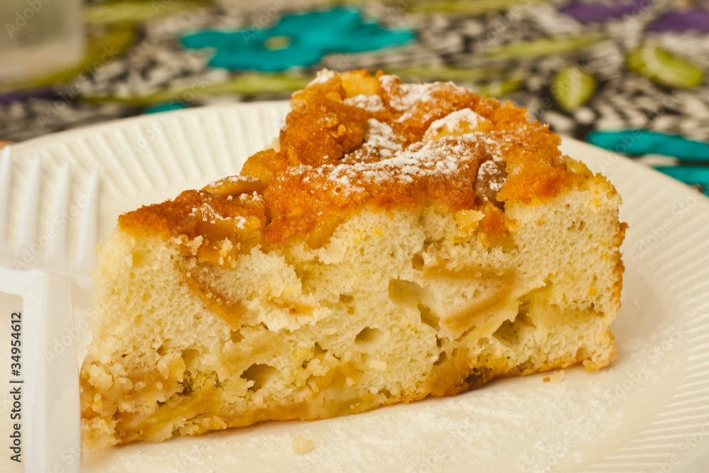 apple cake on paper dish apple cake on paper dish