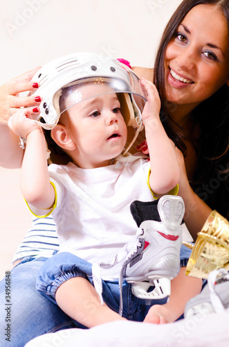 Photography mother and hockey son