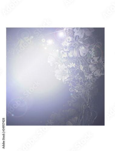 gray background with decorative flowers
