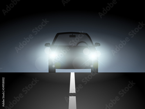 Car in the dark with the included headlight