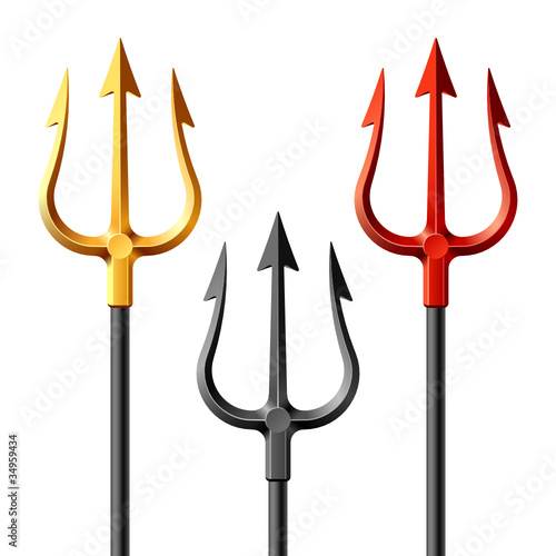 Gold, black and red tridents