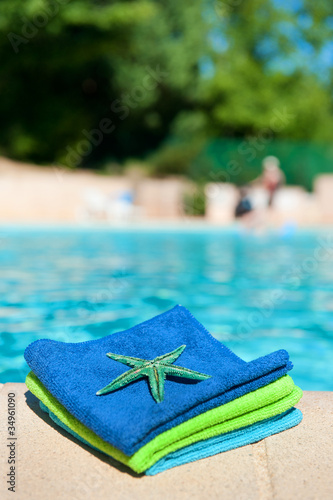 Towels near the swimming pool