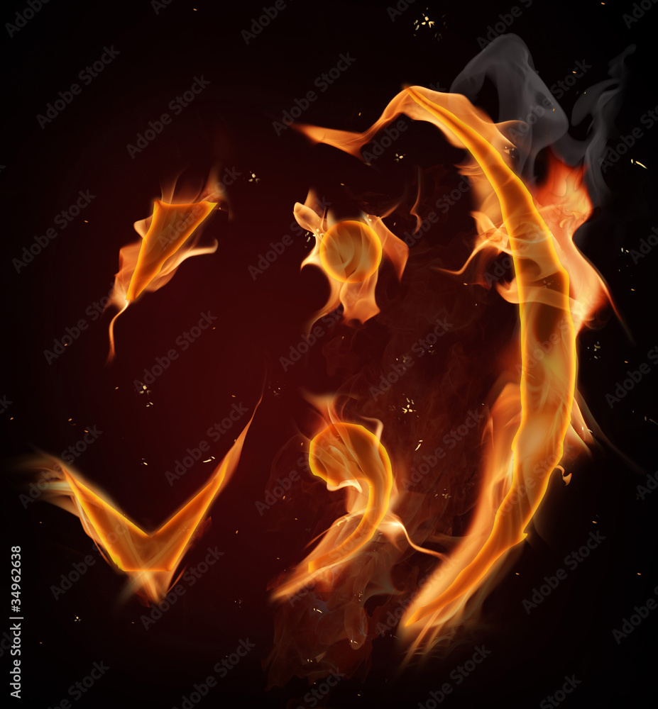 Fototapeta premium Fire alphabet symbols