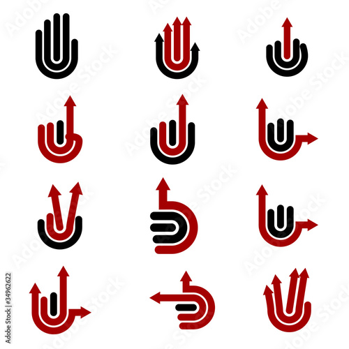 arrow Hand Gestures and signals -set of vector icons for your de